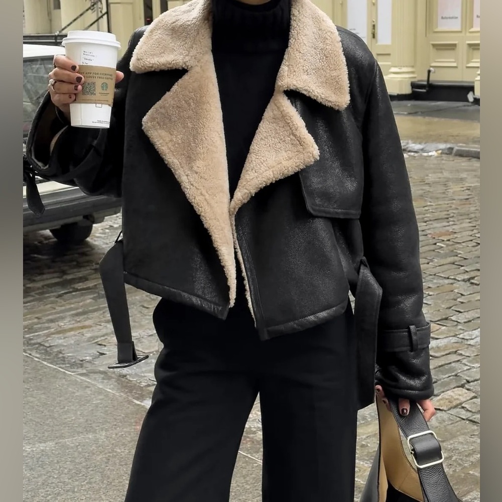 Too Blessed Sherpa Lined Shearling Leather Flight Jacket